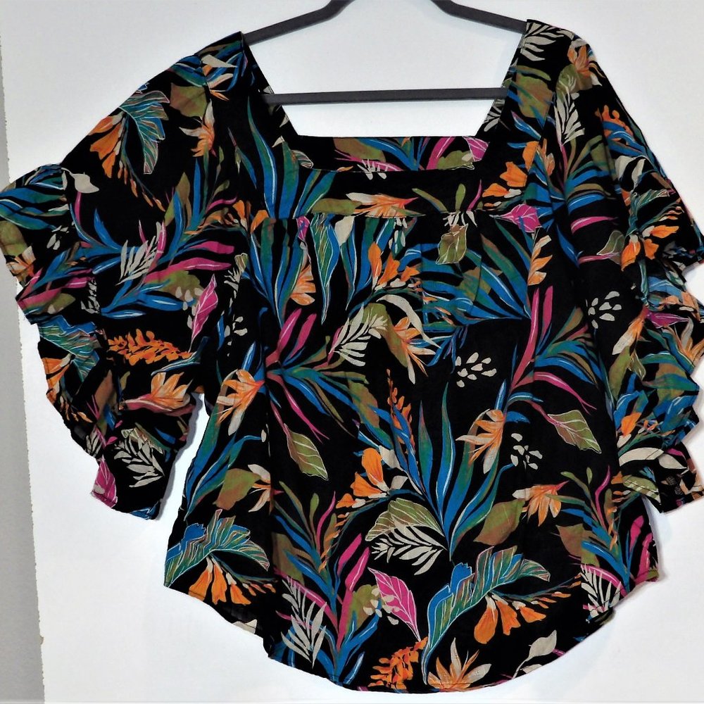 TERRA & SKY TROPICAL PRINT TOP 1X